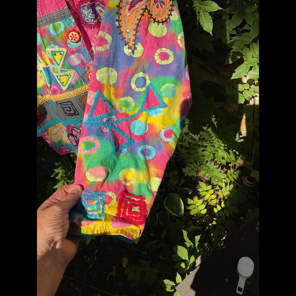 New Direction Vintage Patchwork Hippie, Boho Grandma Art to wear Jacket 14/16 - Picture 4 of 12